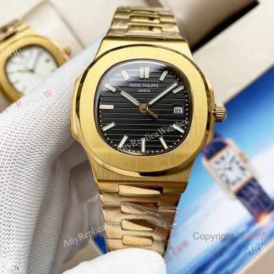 Swiss Quality Patek Philippe Nautilus 8215 Yellow Gold Black Face 42mm